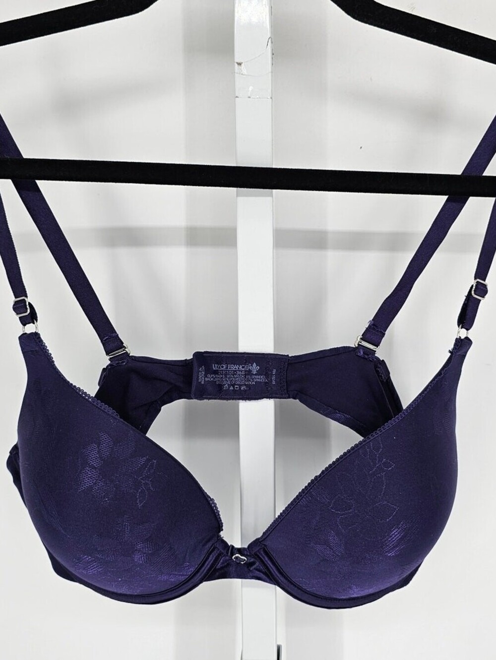 Vintage Lily of France Womens Sz 36B Padded Push Up Bra Dark Purple